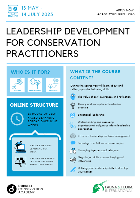 Unlock your conservation leadership skills by joining our online course starting this May ! Better yet, take advantage of our early-bird offer of £350! Visit bit.ly/3lYsNZA for full details on how you can lead with authenticity, build, coach &amp; inspire successful teams