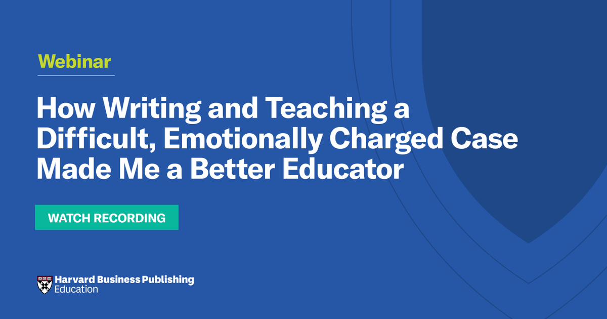 HarvardBizEdu's tweet photo. In this recorded webinar, @HarvardHBS Professor @desaimihira talks with @HarvardBiz Editor @asbernstein2185 about why educators must be willing to tackle difficult topics in class and the unexpected benefits of doing so.

Watch now: https://t.co/fsZGqY7MpZ

#Webinar #HigherEd https://t.co/fwlFX3jfOe