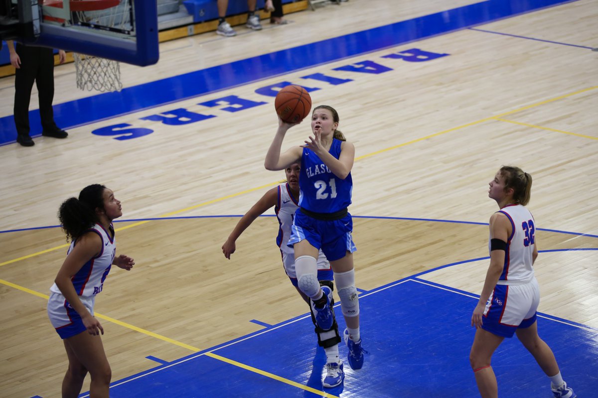 Glasgow senior guard Ashton Botts shoots a floater against Allen County-Scottsville during the 15th District semifinals Monday night at Warren East High School. Botts finished the game with eight points and five rebounds in the Lady Scotties’ 53-51 victory over the Lady Patriots.