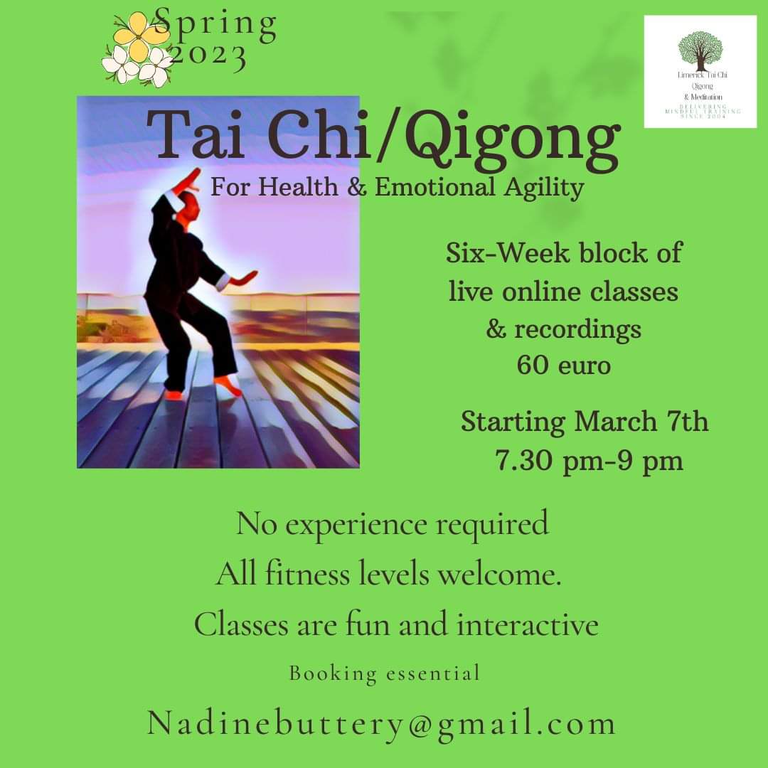 OutoftheBlueLim's tweet image. Learn the simple skills that bring balance strength and harmony into life, body and mind.There are no boundaries to practice. All fitness levels are catered for. 6 week block of Tai Chi/Qigong March 7. For bookings, email nadinebuttery@gmail.com #qigong #emotionalhealth #fitness