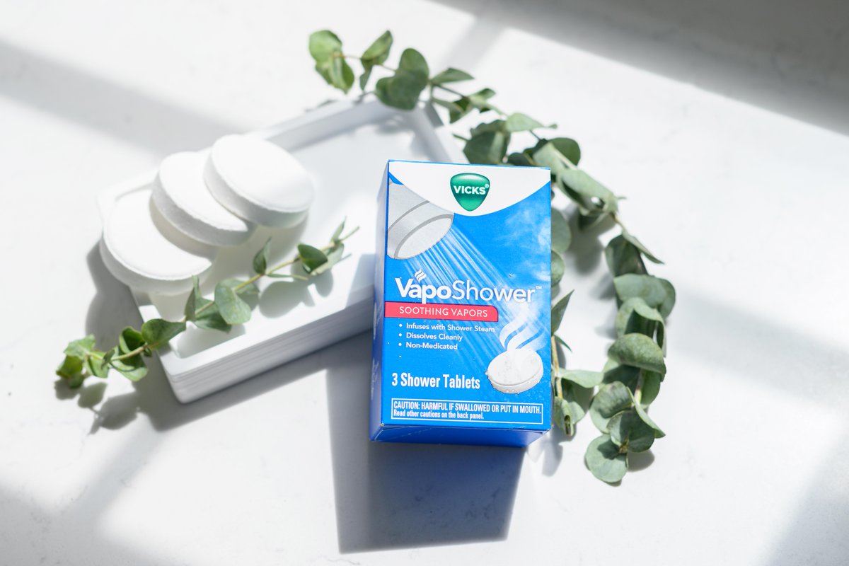 VapoShower is infused with our proprietary, non-medicated blend of eucalyptus &amp; essential oils + menthol &amp; camphor scents. 

Get yours today: spr.ly/6015Ms41v