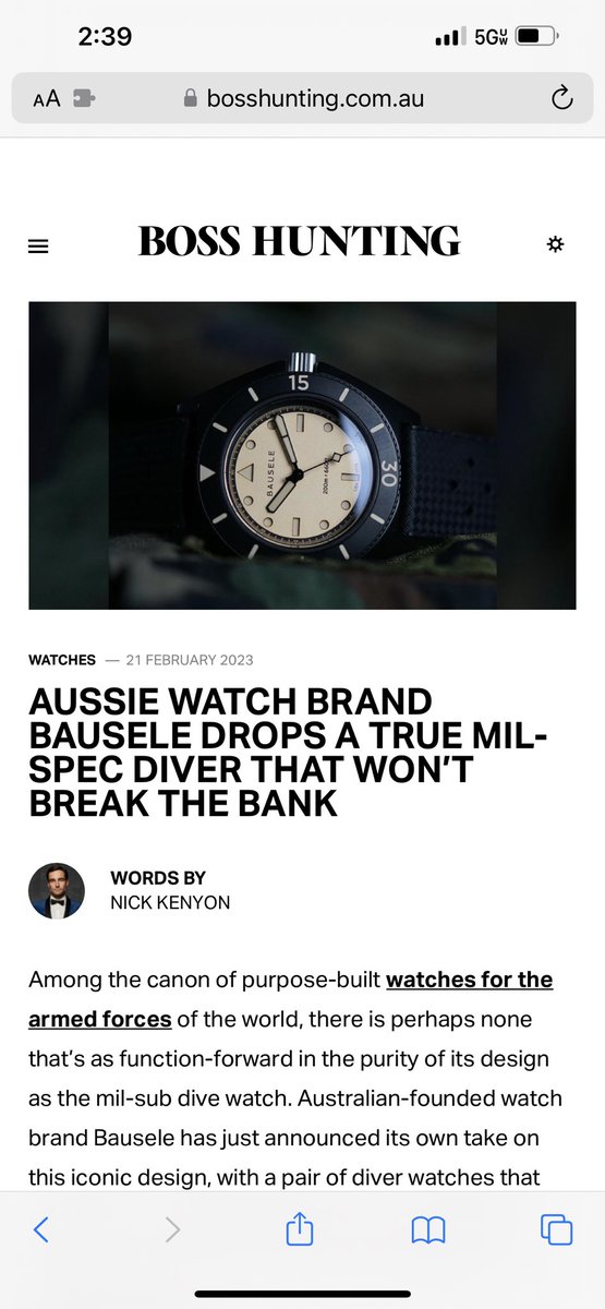Thanks <a href="/BossHunting/">Boss Hunting</a> for a great article about the Bausele MILSPEC 34101!  

bosshunting.com.au/style/watches/…

#army #veterans #timepiece #armywatch #supportourheroes #luxurywatch #watchgram #watchesofinstagram #usmc #bosshunting #pressrelease #media #australia #microbrand