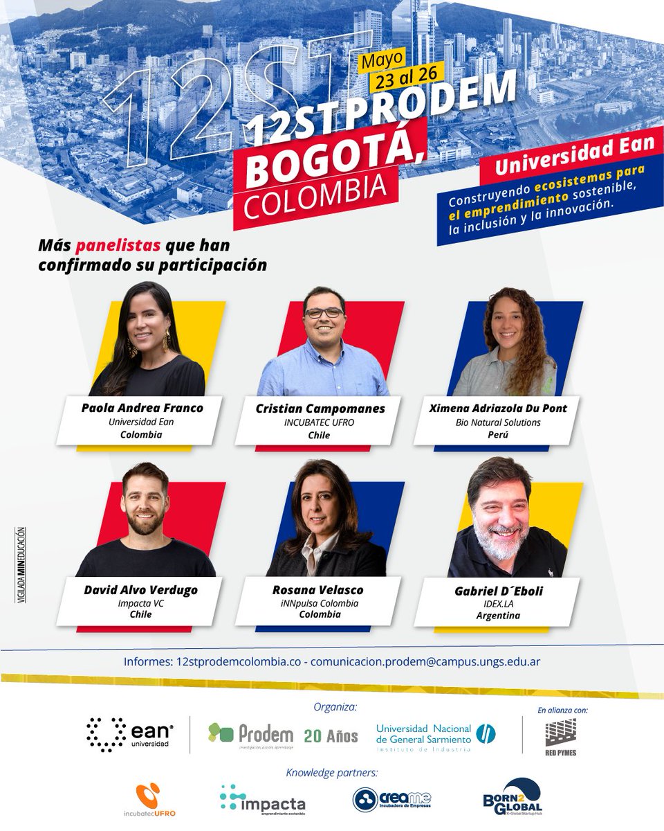 ProDemUNGS's tweet photo. 📢 #12STProdemColombia 

Más panelistas que ya confirmaron su presencia en mayo! 

⏱️¿Aún no te inscribiste? Aprovecha la inscripción con tarifa bonificada 👉https://t.co/R85zpAqOeB

Informes: comunicacion.prodem@campus.ungs.edu.ar https://t.co/tBmznRo0GJ