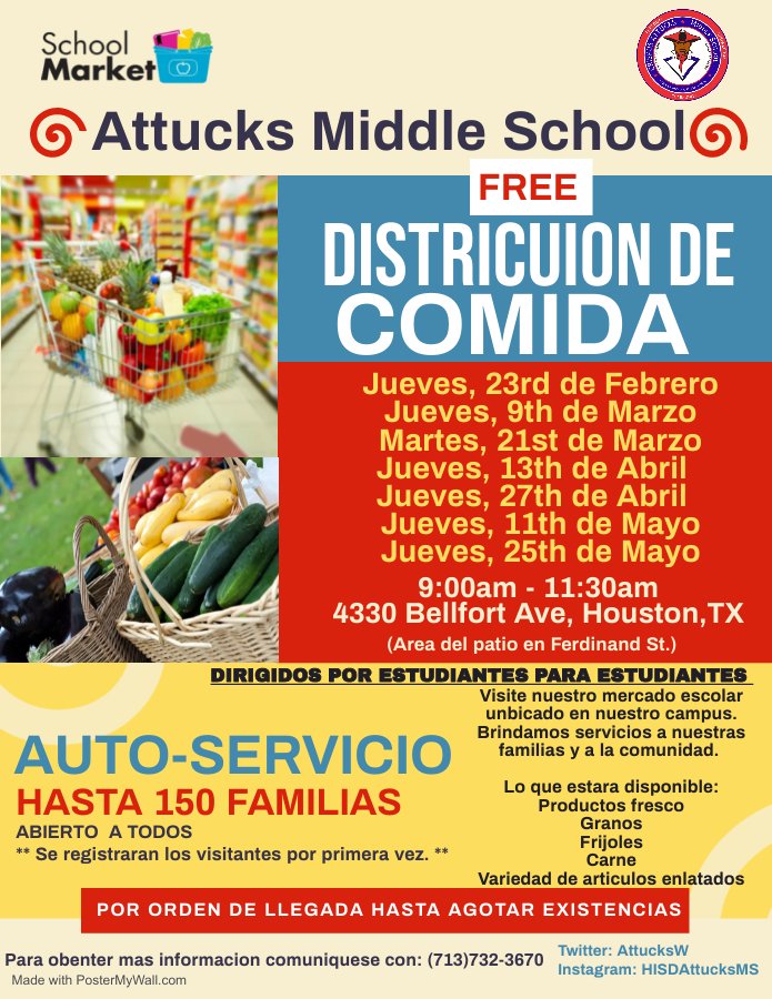 Attucks Wraparound (@attuckswrs) on Twitter photo School Market returns tomorrow!! Come by and shop with us from 9am to 11:30am. <a href="/AttucksPatriots/">Attucks MS_HISD</a> School Market returns tomorrow!! Come by and shop with us from 9am to 11:30am. <a href="/AttucksPatriots/">Attucks MS_HISD</a>