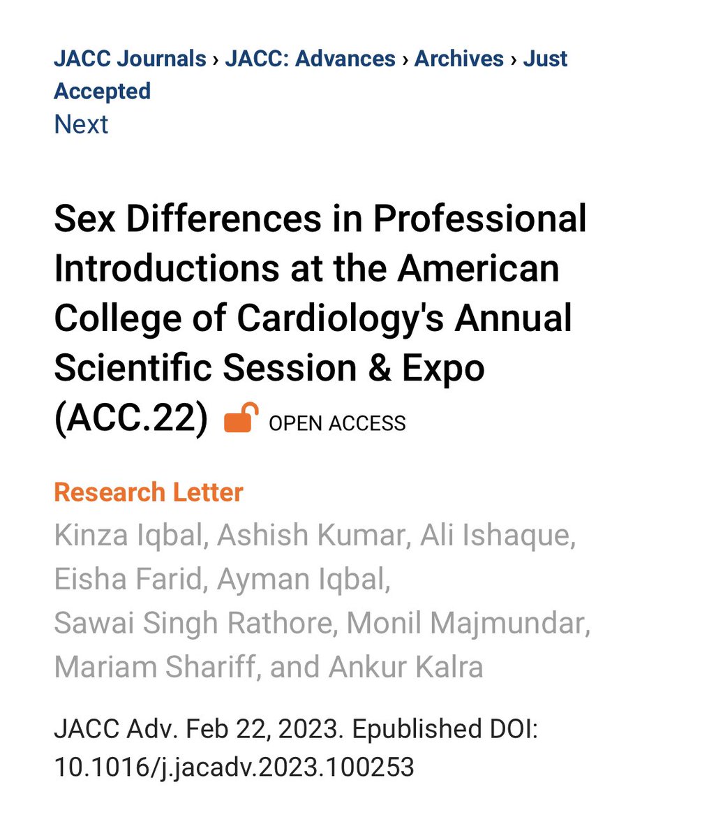 Ashish Kumar, MD on X: Sex Differences in Professional Introductions at  the American College of Cardiology's Annual Scientific Session & Expo  (ACC.22); @kinza7_iqbal @SS_Rathore07 @alishaque99 @farid_eisha  @ayman_iqbal17 @MonilMajmundar ...