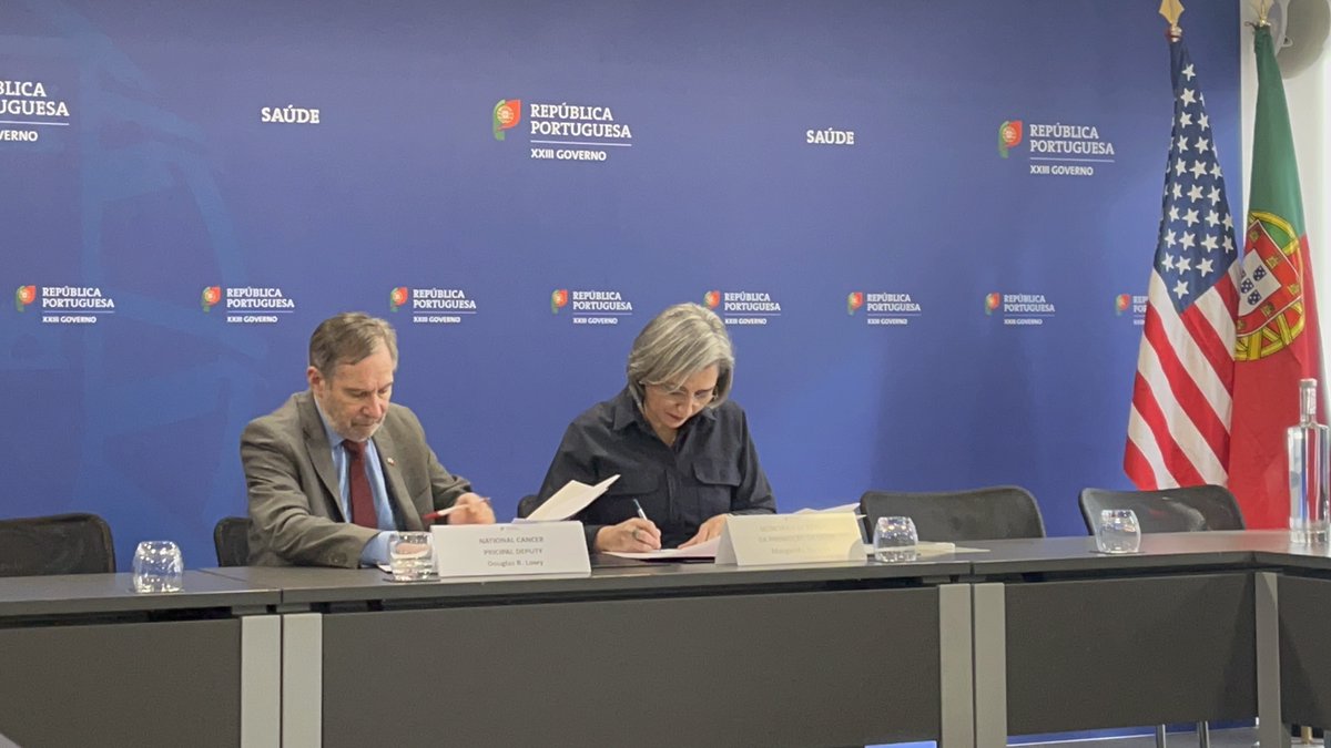Today in Lisbon, I was honored to join Dr. Margarida Tavares to sign a memorandum of understanding (MOU) for our countries to strengthen collaborations in #CancerResearch and #CancerControl – Working together to advance global cancer research to benefit all people worldwide. 🇺🇸🇵🇹