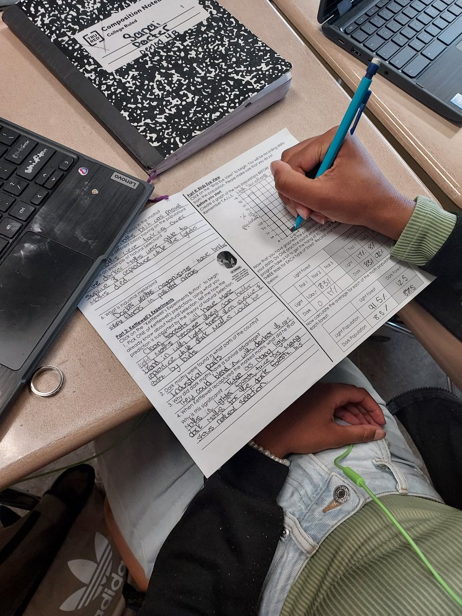 AliceBucknerSci's tweet photo. Today Ss @ArbutusMS ran simulations to determine how pollution might change the environment and how moth populations might respond through Natural Selection. @BCPSSci https://t.co/snvAAqB5xN