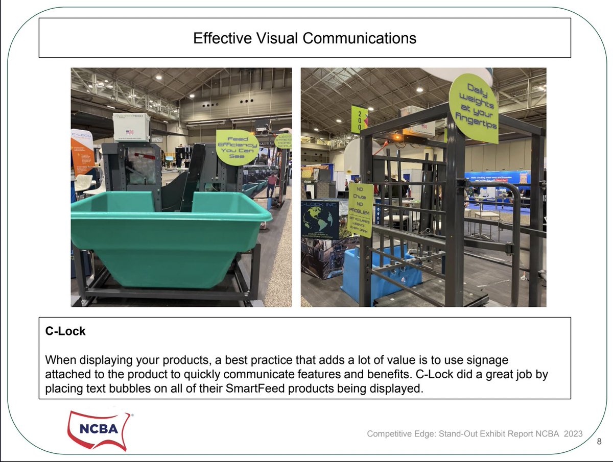 CLockLivestock's tweet image. Thank you @CattleCon  for selecting us as as a Stand-Out Exhibit! We make it easy for producers to visualize our SmartFeed and SmartScale in their operation. 
#cattlecon23 #smartfeed #smartscale #standoutexhibit