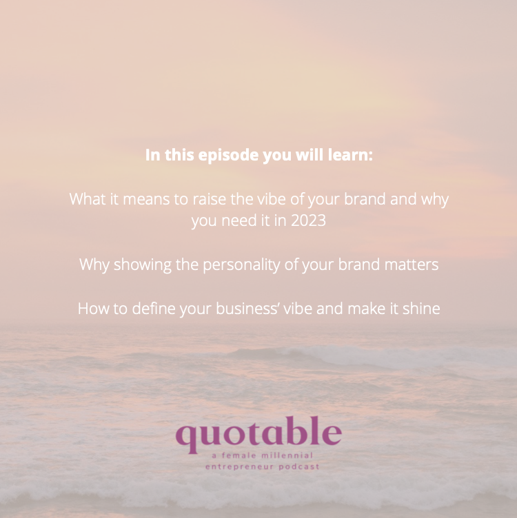"Let’s make a decision to not make people have to wonder in 2023, let’s make it easy and clear for them to see what we’re all about this year and make sure our vibe really shines through." - Alessandra 💕  quotablemediaco.com/podcast 

 #vibe #shine #brandvibe #femaleentrepreneurs