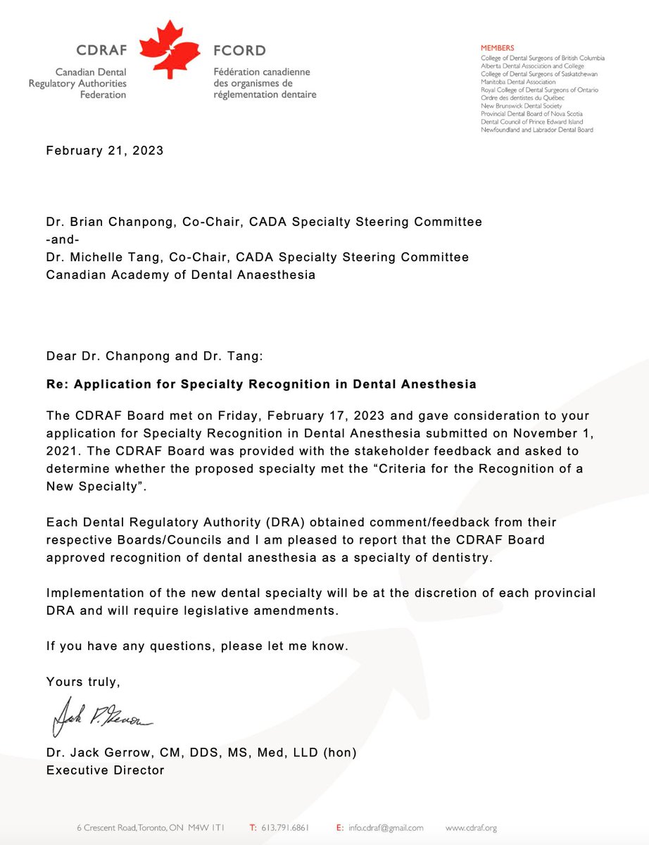 chanpong's tweet photo. On Feb 17, 2023, Canada joined their US colleagues in recognizing Dental Anesthesiology as a dental specialty. This acknowledges dentist anesthesiologists’ unique &amp; focused training to better inform the public of options available for safe treatment in all dental settings. https://t.co/hlQudjtkhE
