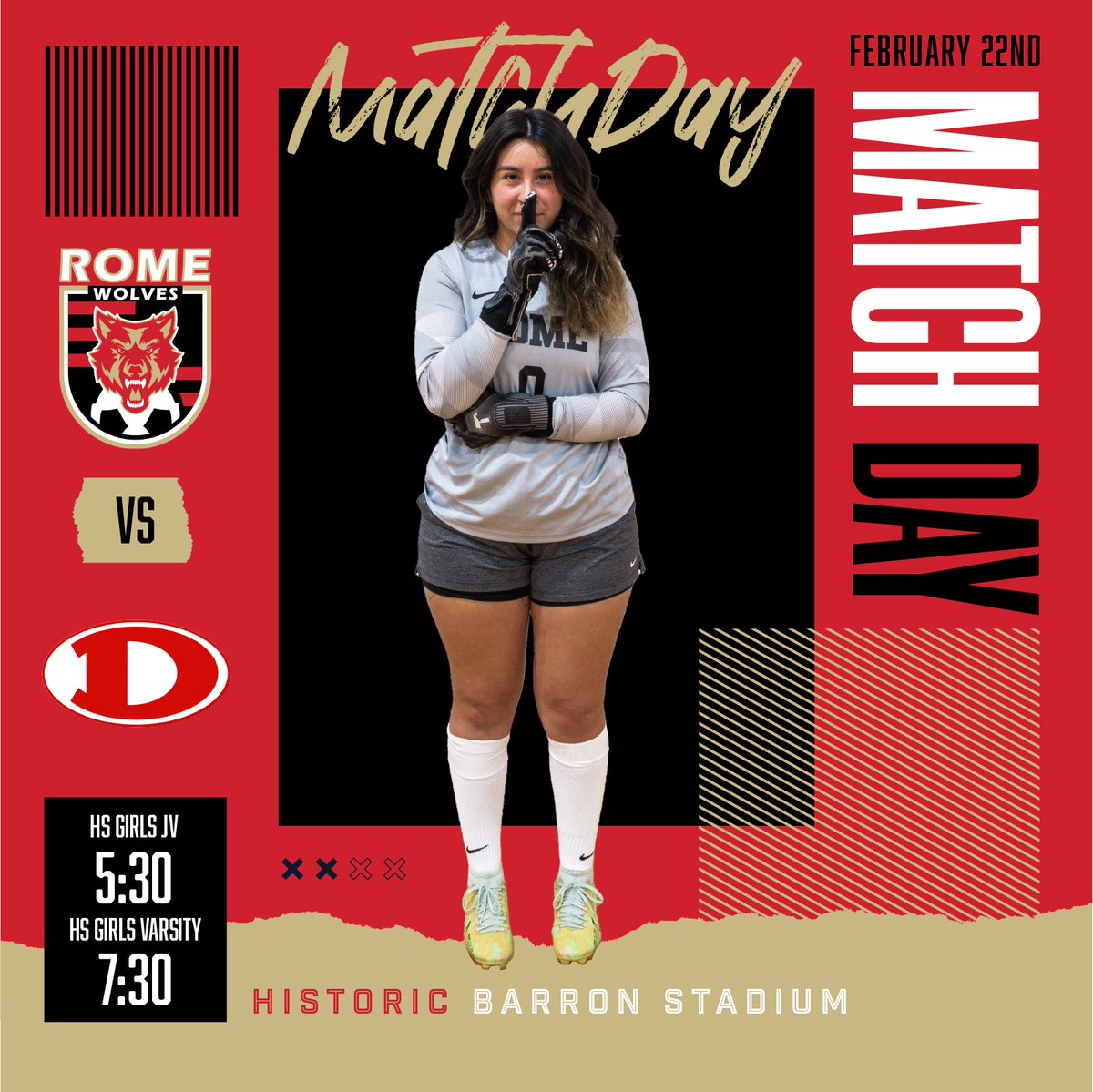 🚨MATCH DAY!!

Our HS Varsity Lady Wolves host former region rival, Dalton. 

5:30 HS JV
7:30 HS Varsity

Come on out to Barron and support our Lady Wolves. 

🐺⚫️🔴 

Let’s Go Lady Wolves!

#matchday #likeawolf #soccer #hssoccer #romewolves #romesoccer
#lglw #letsgoladywolves