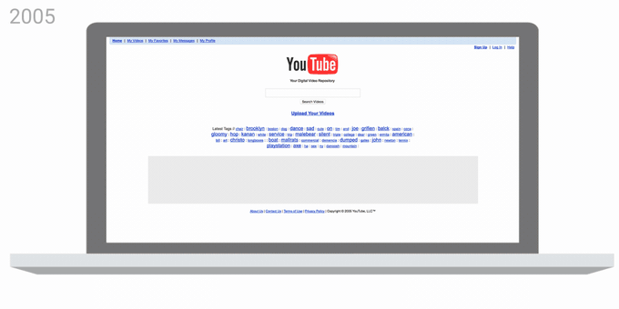Interfaz de YouTube en el 2005.