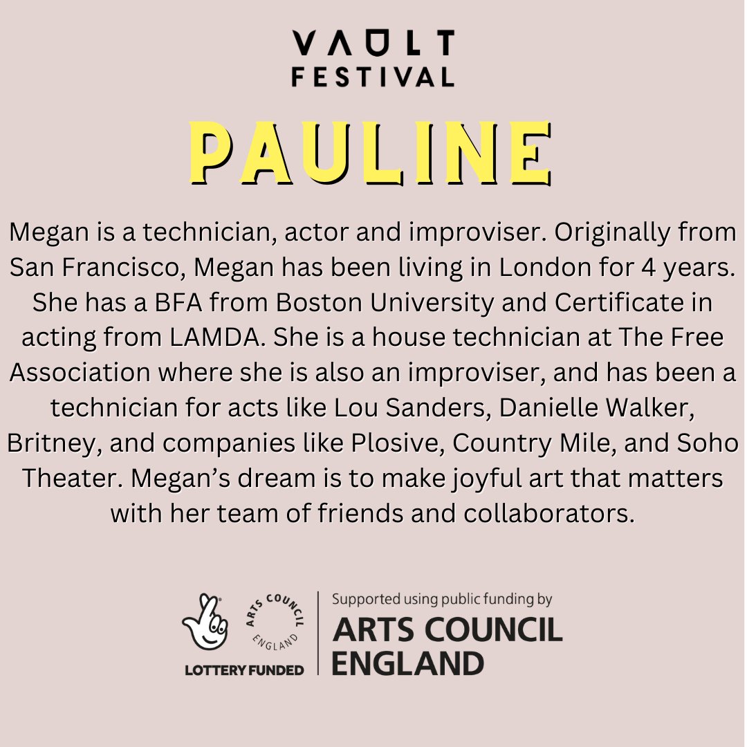 MEET THE TEAM!
Megan is our wonderful Stage Manger who we met @thepleasance courtyard in Edinburgh! Since then she's been working with lots of exciting people like @countrymileproductions as well as <a href="/sohotheatre/">Soho Theatre</a>. Megan is a stone cold legend.

 #vaultfestival #theatre #newwriting