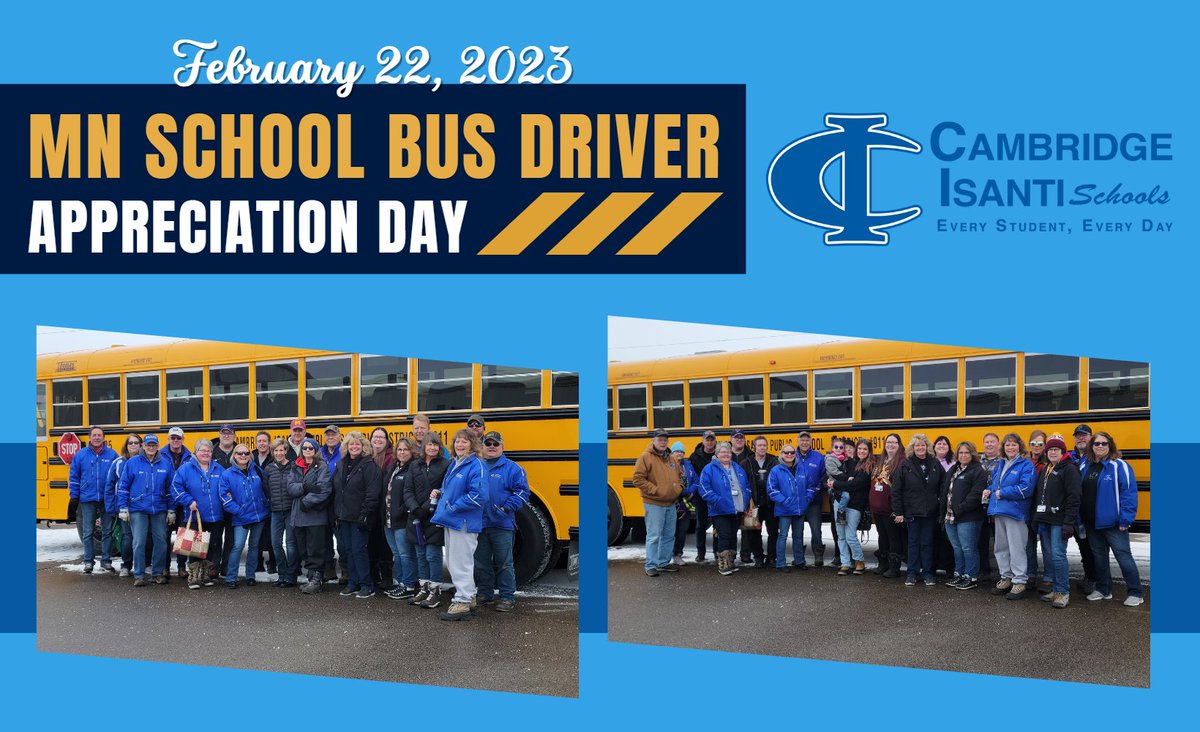 Happy School Bus Driver Appreciation Day! School bus drivers play a crucial role in the lives of many students, ensuring that they arrive safely to and from school each day. We appreciate the dedication, care, and attention that our school bus drivers provide.🚌 #GoBigBlue!