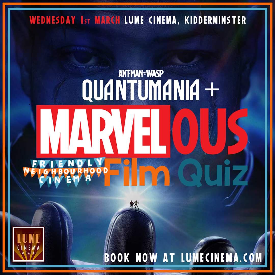FriendlyCinema's tweet photo. NEXT WEDNESDAY! Antman &amp; the Quiz: Quiztumania  🐜 FNC is hosting a mighty Marvel-ous film quiz at Kiddie's @LumeCinema on the BIG(ger) screen. Start Phase 5 with a Kang! 🍿
Wed 1st March, Quiz 7pm Film 8pm. 🔍 Book your tickets now at 🎟️ https://t.co/DGER2ebkay https://t.co/HDhidQN2hv