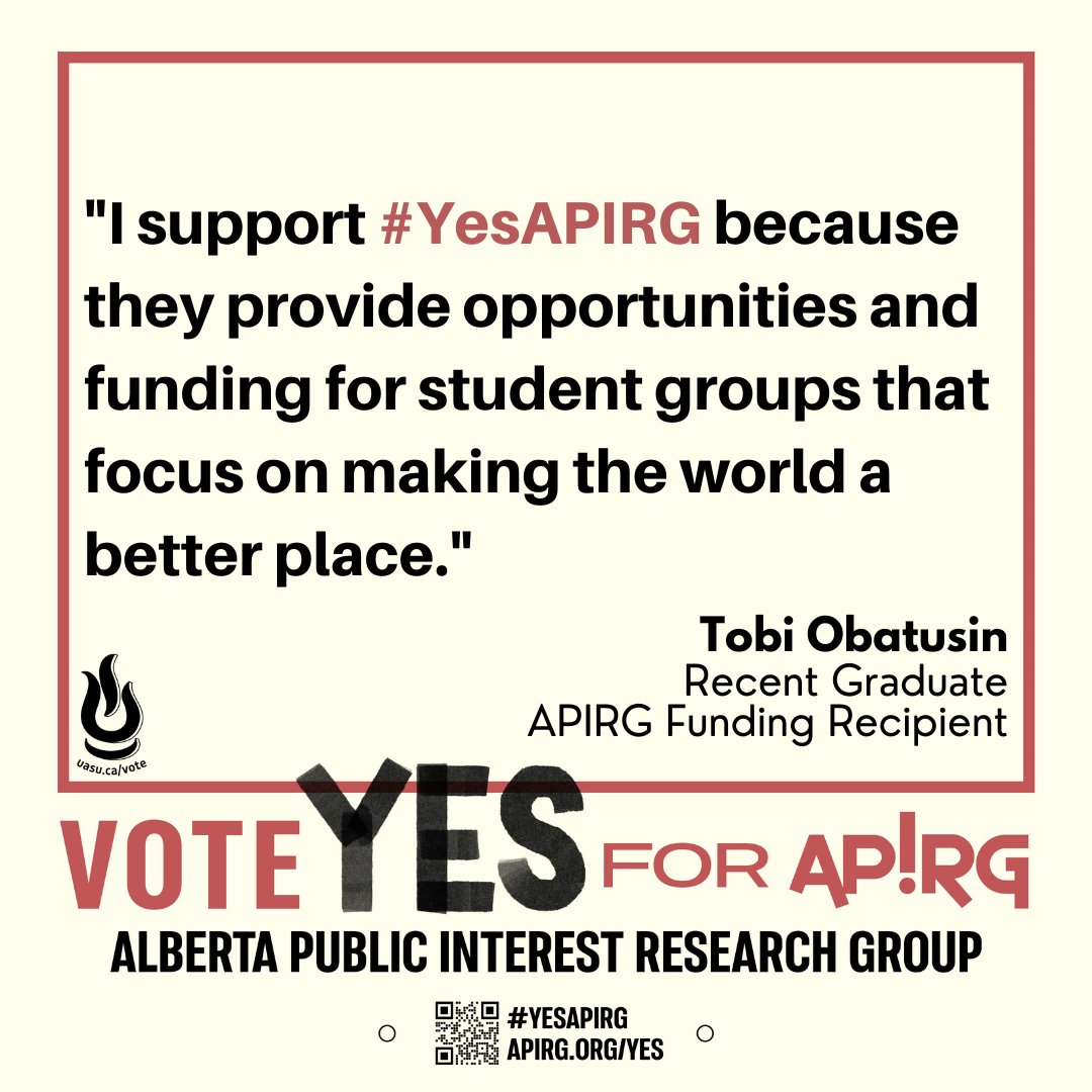 apirg's tweet photo. "I support #YesAPIRG because they provide opportunities and funding for student groups that focus on making the world a better place." - Tobi Obatusin, Recent Graduate, APIRG Funding Recipient https://t.co/4wlAK4YVqo