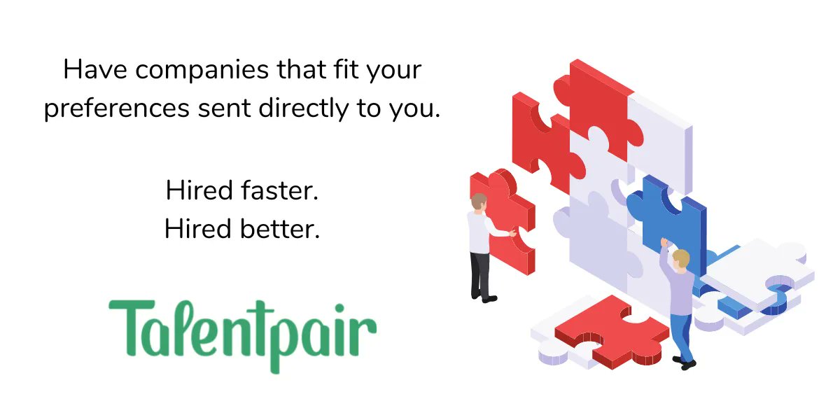 It can be hard to figure out where to start when job searching. Talentpair makes it easier for you by sending you tech roles that align w/ your preferences, experiences &amp; skills. Let Talentpair help make finding your next tech role a breeze. 
buff.ly/3lsFt8m