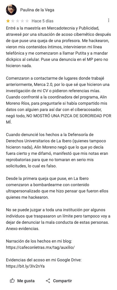 paudelavega's tweet photo. Comparto la opinión que puse y que borraron de su página de Facebook. @MMP_Ibero @IBERO_mx y lo último que he escrito acerca de esta situación que debería avergonzarlos: https://t.co/mYEsWQV1y5
#StopStalkerware #StopCyberstalking https://t.co/39xTX30xDC