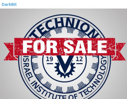 ido_cohen2's tweet photo. 🌐 It appears that there was no negotiation between the Technion (🇮🇱) and Darkbit (🇮🇷?) #ransomware team 🤝
Crazy, It seems that Darkbit managed to steal more than 6 terabytes of data from the Technion network and now this data offers for sale 🚨
#Darkbit https://t.co/YsyKmYakan