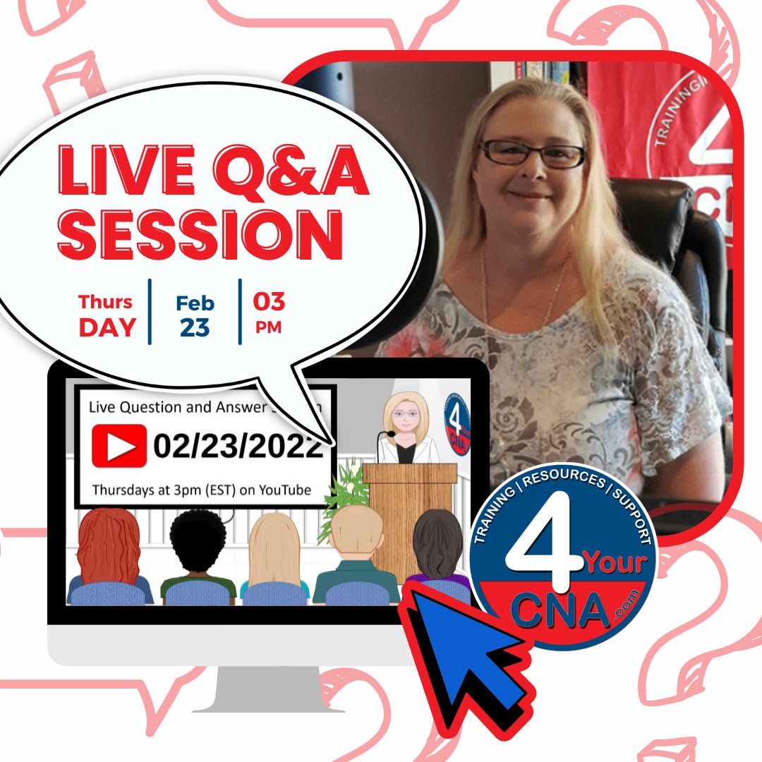 4yourcnaT's tweet image. Tomorrow is Thursday which means... it's time for Live Q&amp;amp;A Session on YouTube! Get your questions ready and let's get them answered. Stay tuned!

See you in 4yourcna.com/youtubelivecla…
#4YourCNA #youtube #floridacommunity #cna #cnaproblems #cnalife