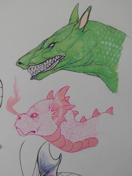 Drew some dragons! Got medieval on 'em 
