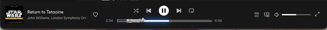 Just noticed that when you listen to the #StarWars Soundtrack, the Spotify bar is a lightsaber