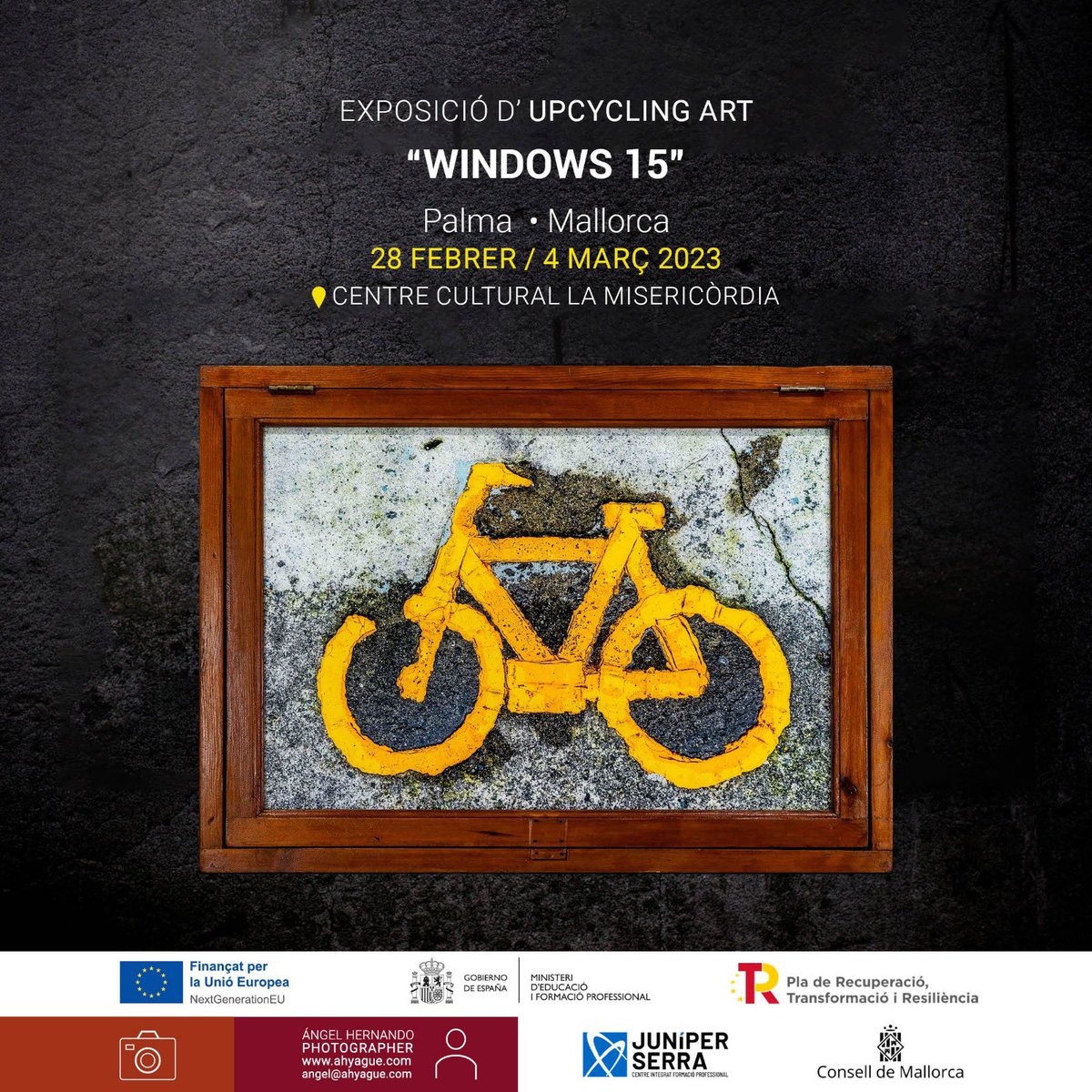 cifpjuniper's tweet photo. Del 28 de febrer al 4 de març organitzam l’exposició d’Upcycling «Windows 15» a la Misedicòrdia en la que Ángel Hernando integra fotografies de viatges arreu del món amb finestres i portes mallorquines recuperades i restaurades  #circularfp  #fotografia #imatgeiso #somjuníper https://t.co/yXF0jqmzzI