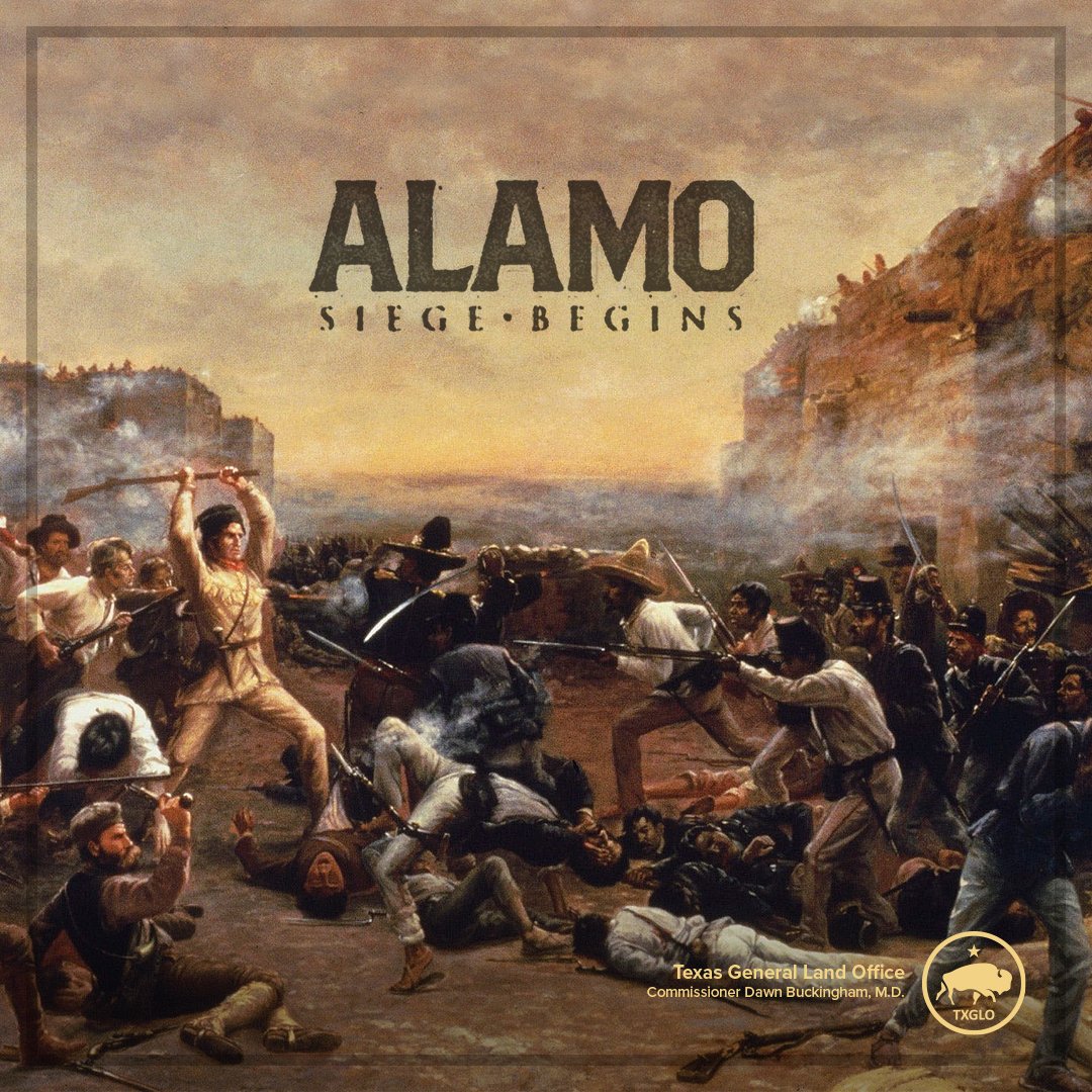 TXGLO's tweet photo. 187 years ago in 1836, the siege on the Alamo began. https://t.co/rQyZoSPPmt