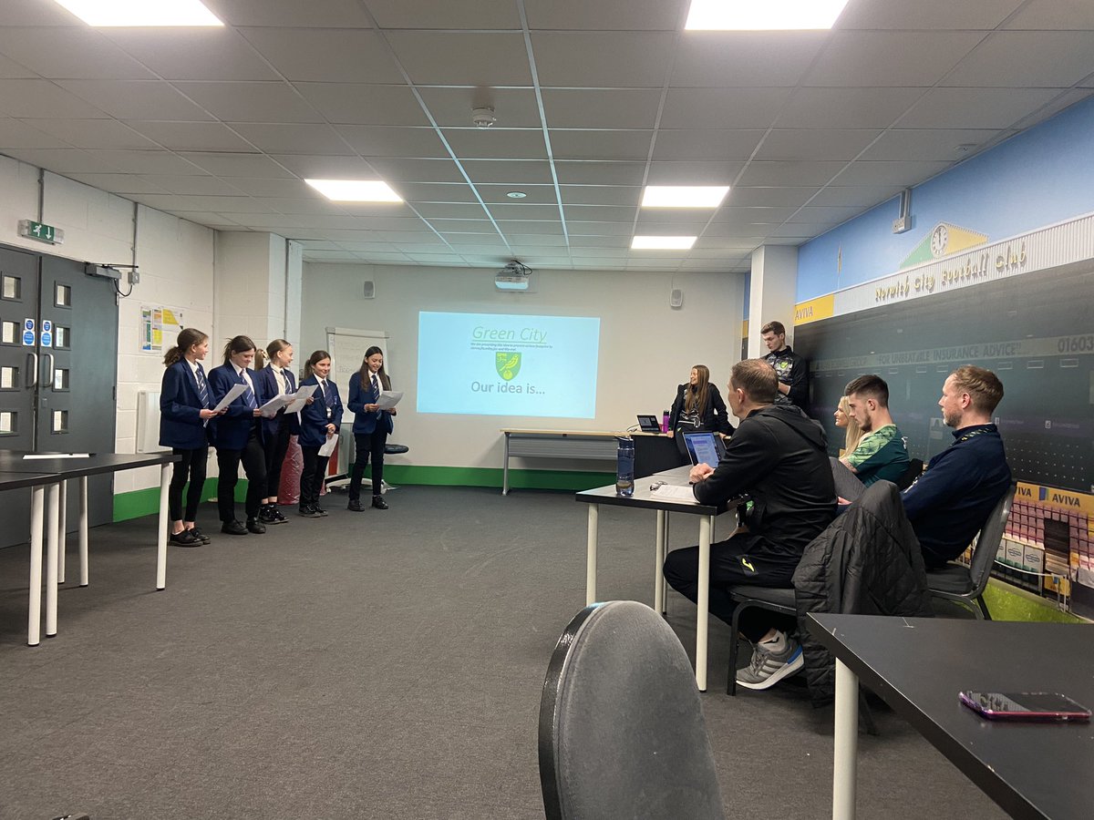 MrHerbertPE's tweet photo. Our Year 7 girls had the opportunity to present their social action plans as part of The Premier League Inspires Challenge at Carrow Road today. Thank you to everyone, they had an amazing time! @NorwichCityCSF @NorwichCityFC @aoifelinehan3 @AsaSaunders19 https://t.co/RPeqvHUTzH