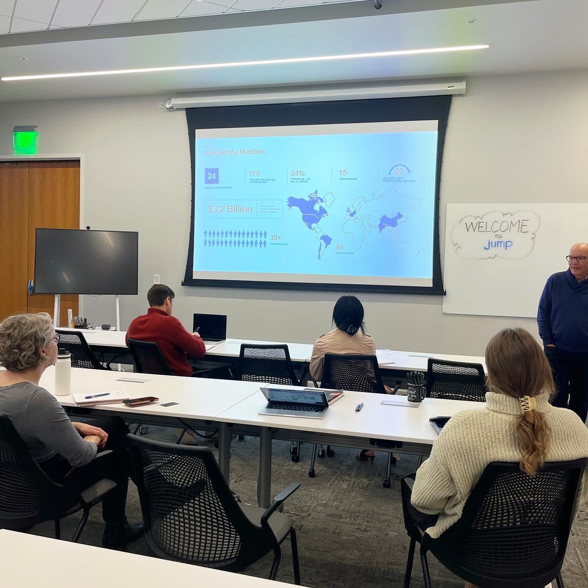 JumpAssociates's tweet photo. Great day of onboarding with our newest Jumpsters! Jump overview lead by Michael Fazio and purpose training with @devpatnaik. So excited to welcome our new team members to the office!

#jumpassociates #jumpsters #onboarding #newhires #purposedriven #futurefocused https://t.co/qW18ElBFnC