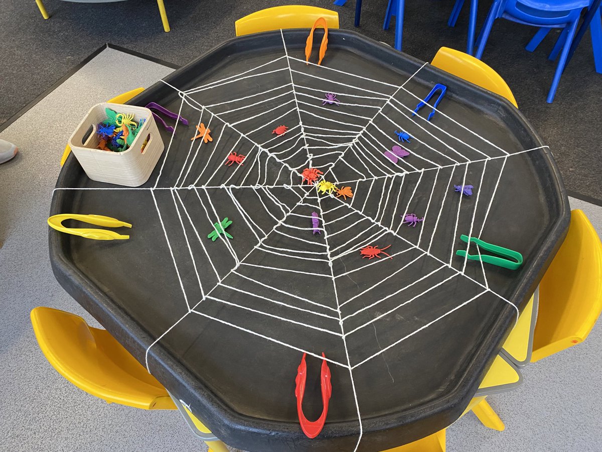EYFSwestfield's tweet photo. The children in nursery had to rescue the minibeasts from the spiders web using their fine motor skills today. 🕸️ #minibeasts #finemotor #eyfs #provision #curiosity #ambition https://t.co/fdY39lHy8b