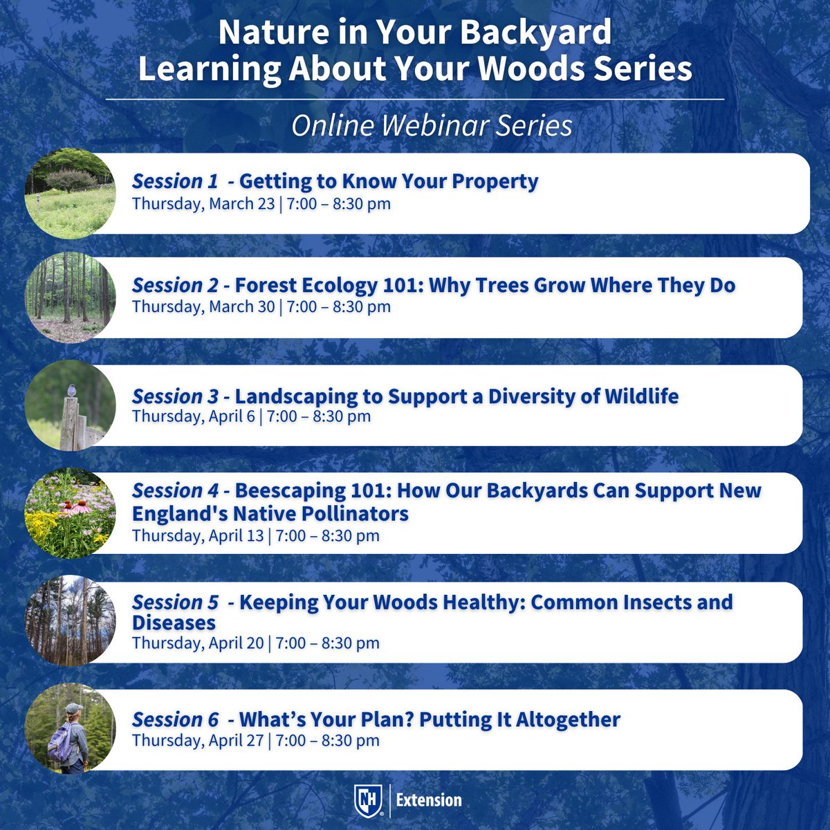 Join us for a workshop series designed specifically (but not exclusively) for smaller landowners, those with 1-10 acres. Learn more and register by visiting extension.unh.edu/event/2023/03/….