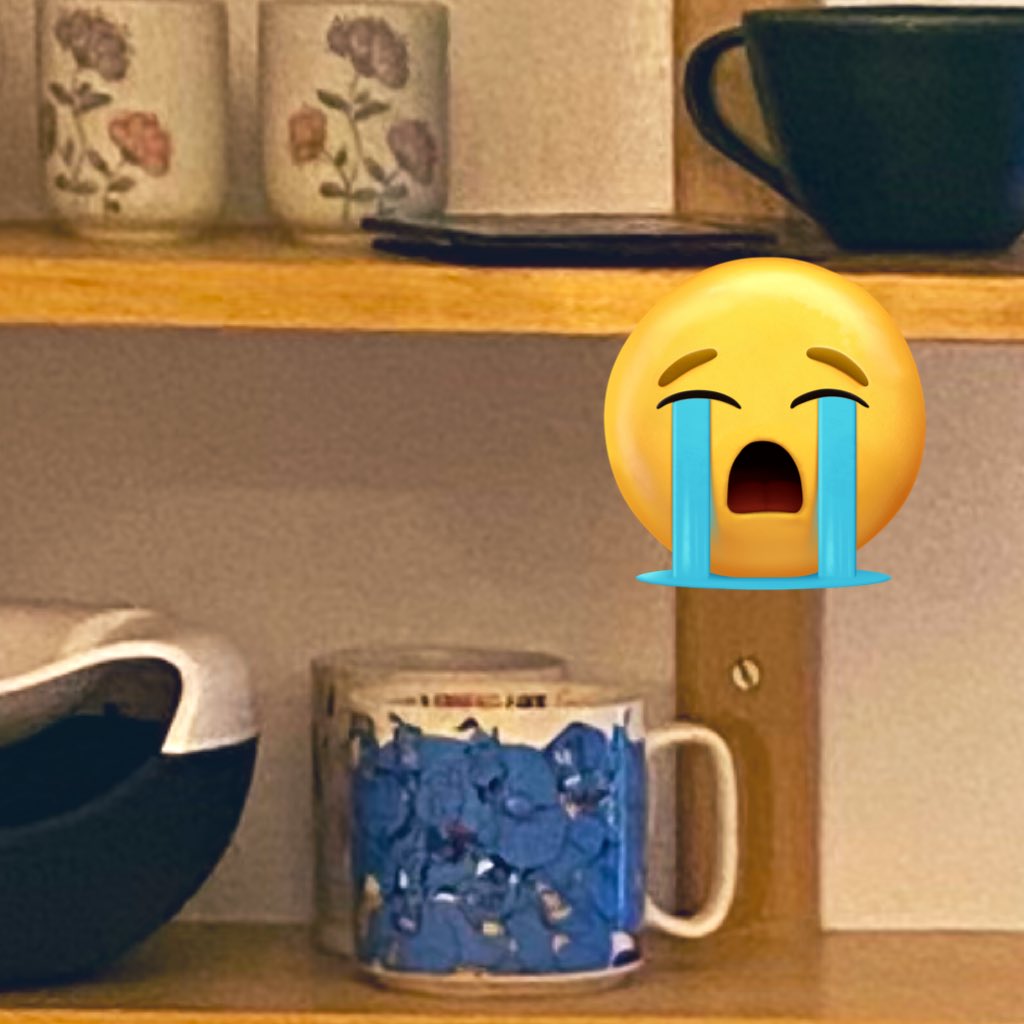 i may need to finally really retire one of my fave mugs (genie one) bc it broke last year so i superglued it back together but last week the water finally cut through the glue and it snapped again. i could RE-superglue it but lol i’d probably have to do it again in a year