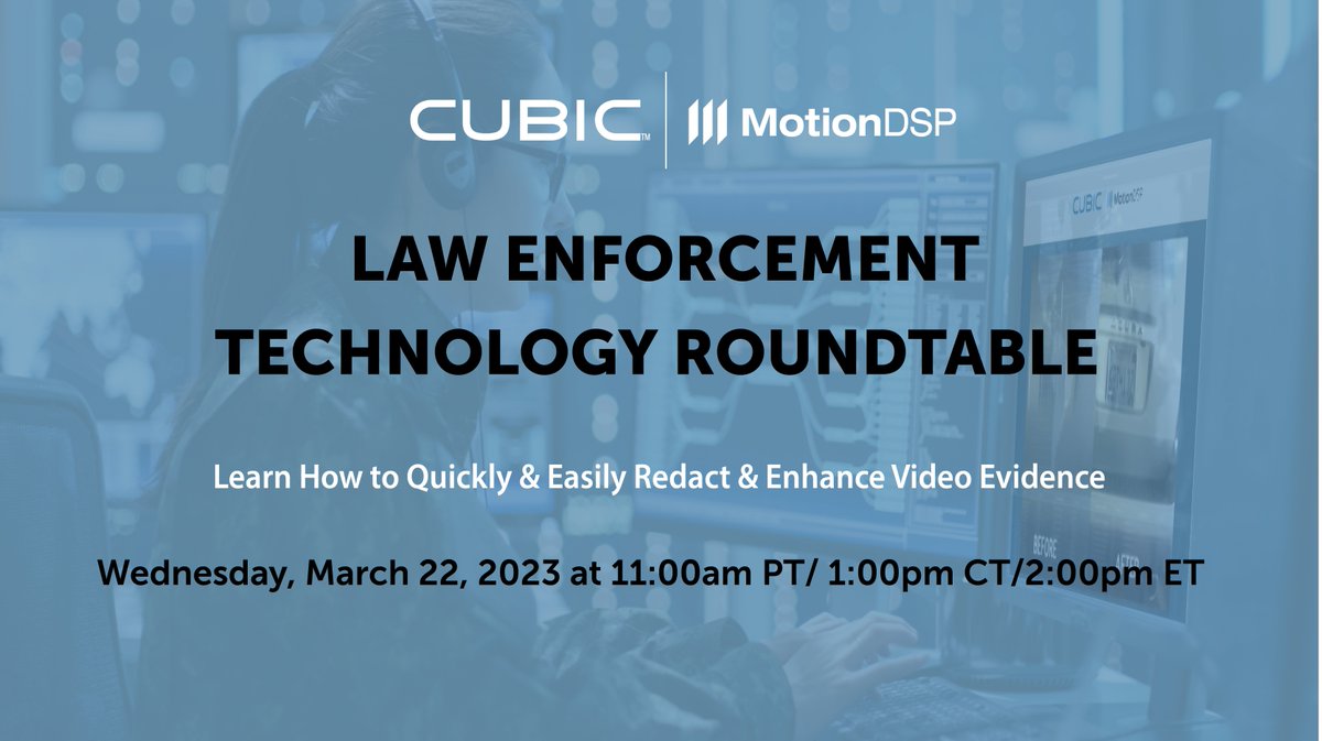 Learn how to quickly and easily redact and enhance video evidence at our Law Enforcement Technology Round Table Wed Mar 22 11am PDT. Register now to join us. 
#lawenforcement #videoredaction #videoenhancement #forensic #videoediting #digitalintelligence 

hubs.ly/Q01D65d20