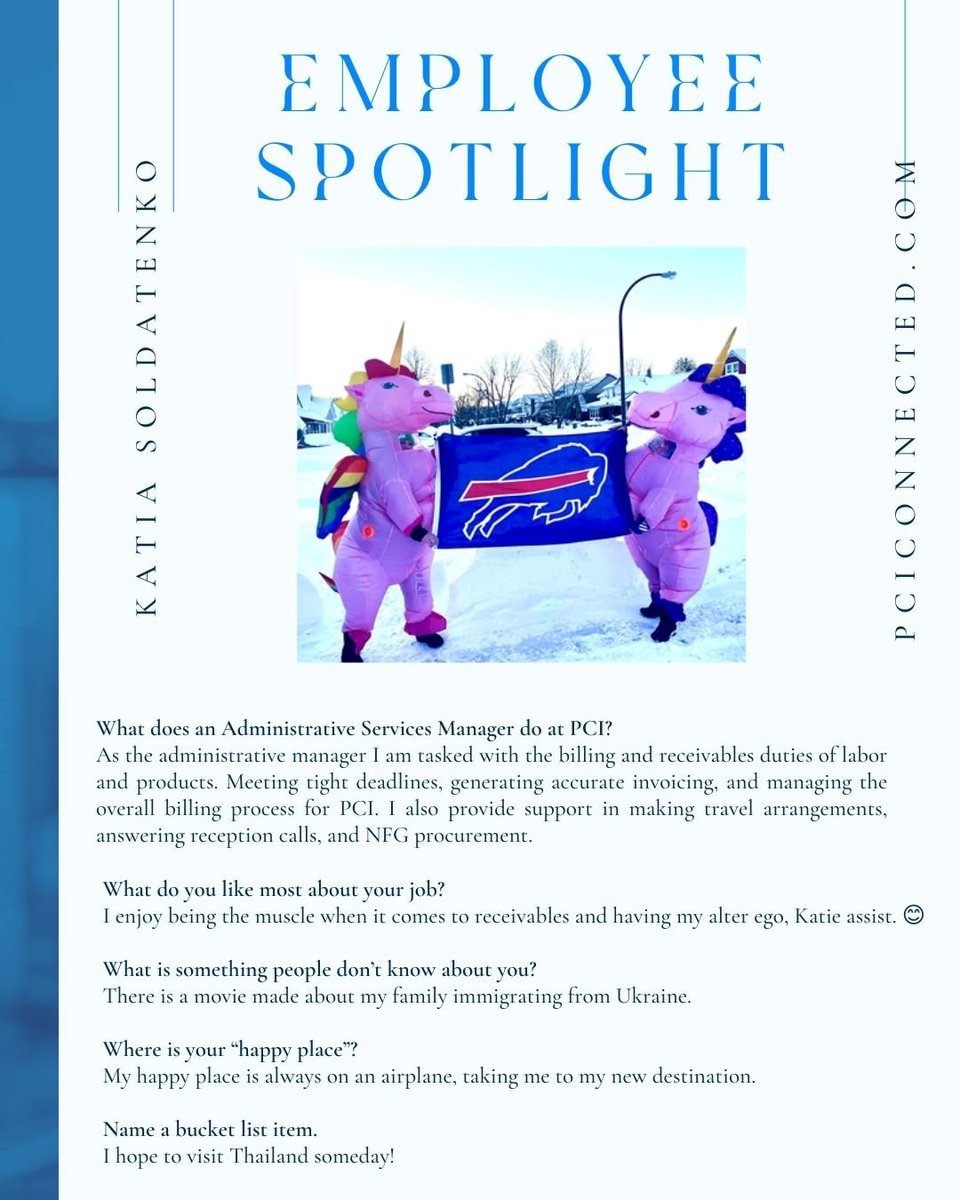 PCIBUF's tweet photo. Our February employee spotlight is none other than the fabulous Katia Soldatenko.

Read all about Katia (or should I say Katie) below! https://t.co/sXRsBgTYXh