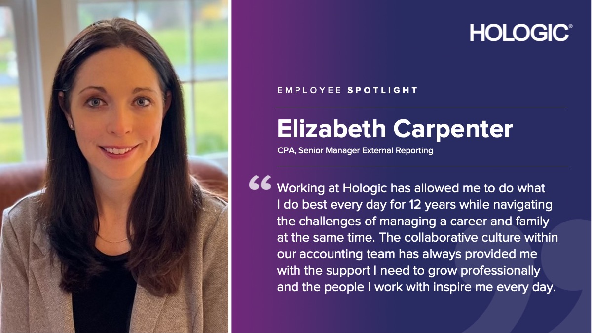 Hologic's tweet photo. Meet Elizabeth in corporate accounting. She leads the team responsible for preparing our external financial statements and reports. She's proud to work on a team with a common goal, truly supporting one another and fostering professional growth. #WhyHologic #employeespotlight https://t.co/KiWvw5As6r