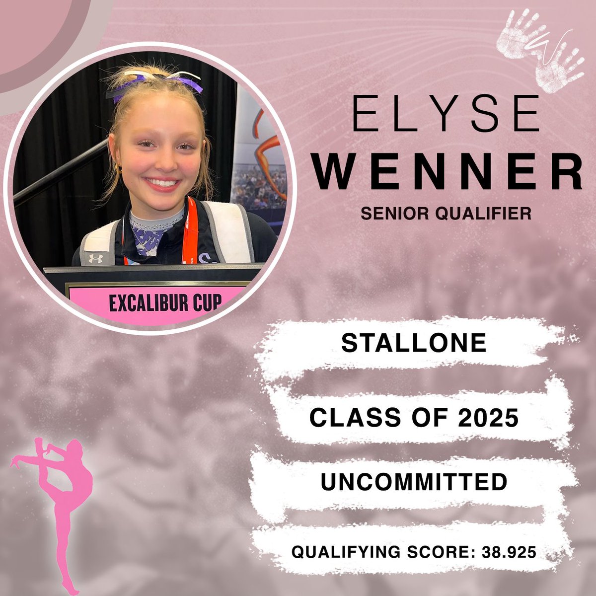 chalkwarrior's tweet photo. Elyse Wenner (Sr - Stallone)
💗 Years as a Level 10: 3rd Year
💗 Age: 15
💗 Qualifying Invitational: Excalibur Cup
💗 AA Season High: 38.925
💗 Major Achievements: 2x Nastia Liukin Cup Qualifier, 2022 Level 10 Nationals VT &amp; BB Champion; 2022 Level 10 Region 7 VT Champion https://t.co/qtc6utSwbG