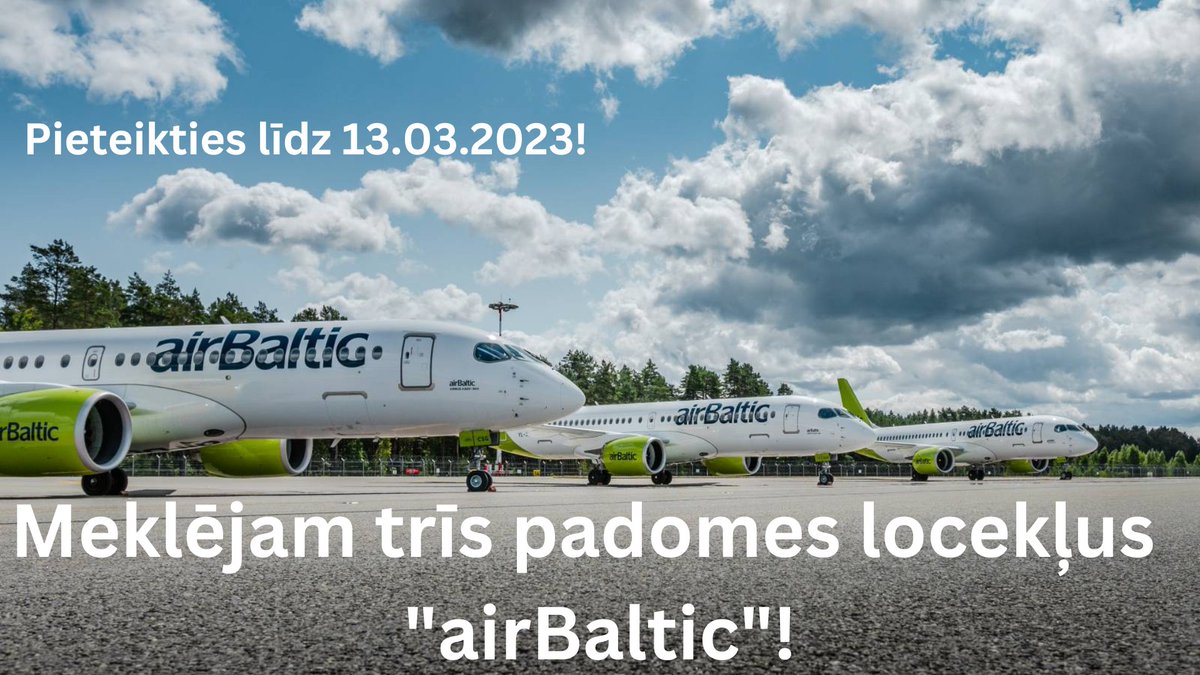 💼#teirdarbs
❗️Aicinām labākos profesionāļus pieteikties konkursā uz akciju sabiedrības <a href="/airbaltic/">airBaltic</a> trīs padomes locekļu, tostarp vismaz 2 neatkarīgajiem, amatiem!
✍️📬Pieteikties: līdz 13.03.2023.
👉📄Vairāk informācijas: ej.uz/airBaltic_pado…
<a href="/Sat_Min/">Satiksmes ministrija</a>