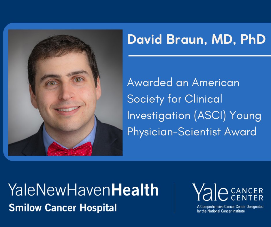 Congratulations to <a href="/BraunMDPhD/">David Braun</a>, who has been awarded an American Society for Clinical Investigation (<a href="/the_asci/">ASCI</a>) Young Physician-Scientist Award. Dr. Braun will attend the AAP/ASCI/APSA Joint Meeting in April. <a href="/SmilowCancer/">Smilow Cancer Hospital</a> <a href="/YaleMed/">Yale School of Medicine</a> <a href="/YNHH/">Yale New Haven Hosp</a>