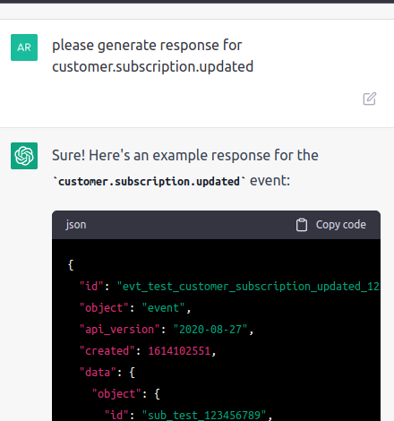 davert's tweet image. Today ChatGPT helped me writing tests for #Stripe #webhooks
I didn't have tests for stripe webhooks as stripe sent a complicated data format which I didn't have time to inspect and adopt for testing
But ChatGPT generated me payload on my request 💪