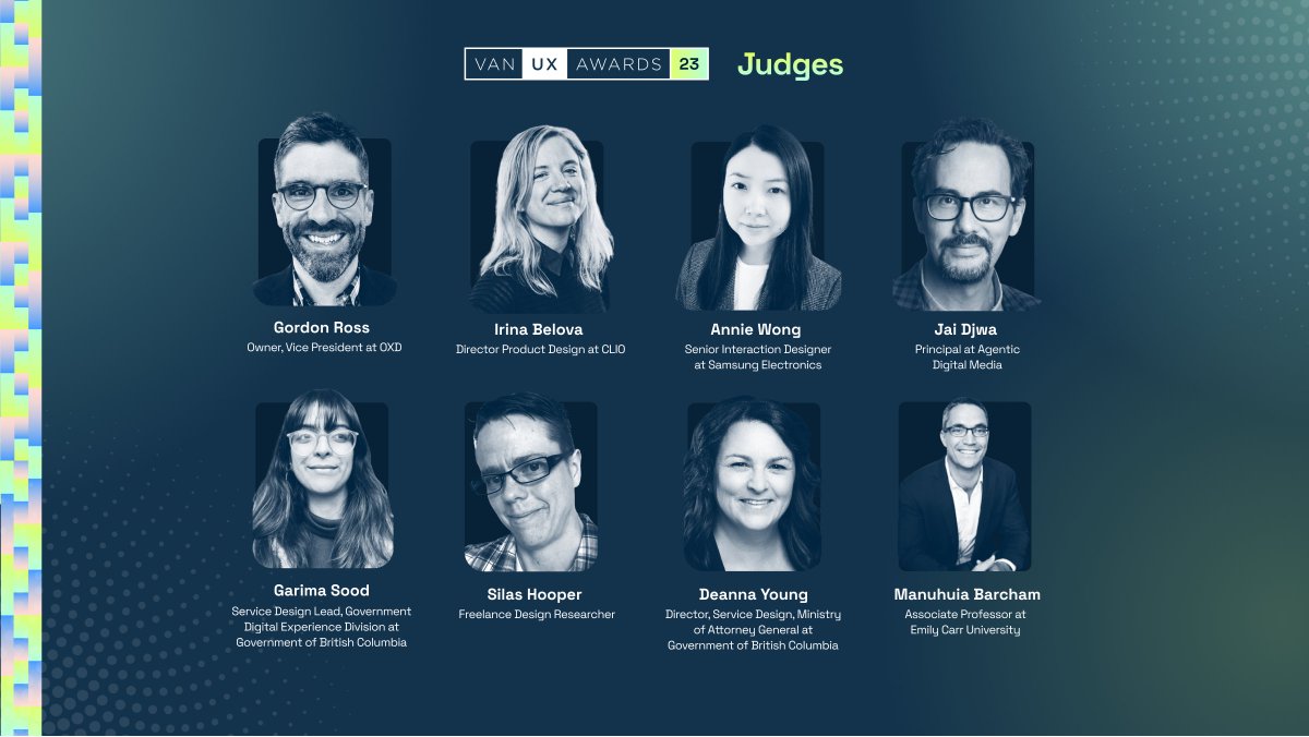 The Vancouver UX Awards are excited to introduce you to our Jury Chair for 2023 — Gordon Ross, Vice President and Partner at OXD (formerly known as OpenRoad Communications).

Read more: lnkd.in/g5pwb_mq

#ux #design #communications