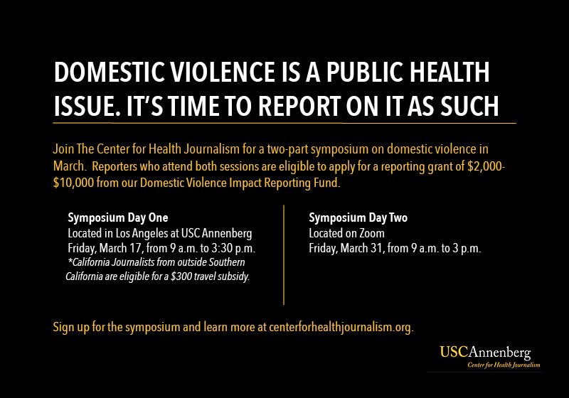 In California, more than half of families have been touched by domestic violence, according to a 2017 study. Yet it is often treated as a criminal or private matter rather than a public health epidemic. Journalism can play a role in bringing about change and greater awareness.