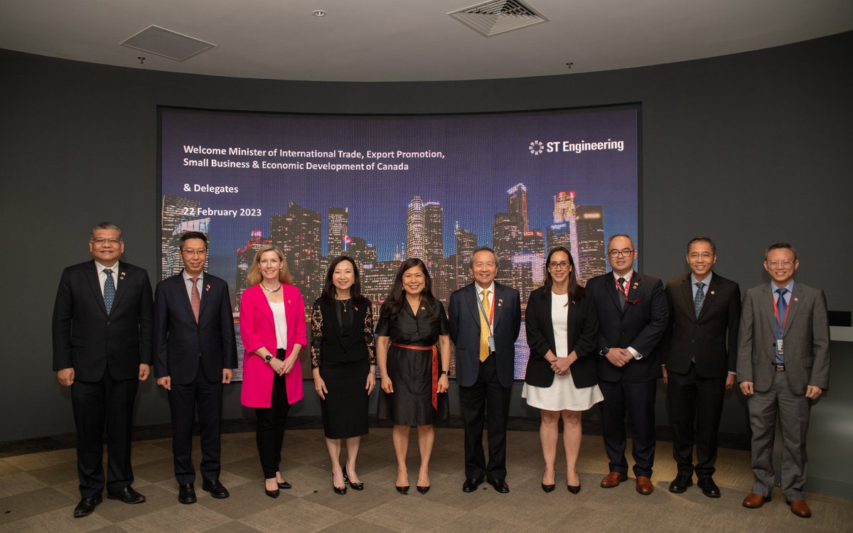 CommerceCanada's tweet photo. Belle visite à ST Engineering où on a discuté des capacités du Canada en matière de #TIC, de #TechPropre et d'aérospatiale, et de la façon dont le #commerce et l'investissement peuvent favoriser l'innovation et la prospérité pour le Canada et ses partenaires de l'#IndoPacifique! https://t.co/qJnPkj4YHS