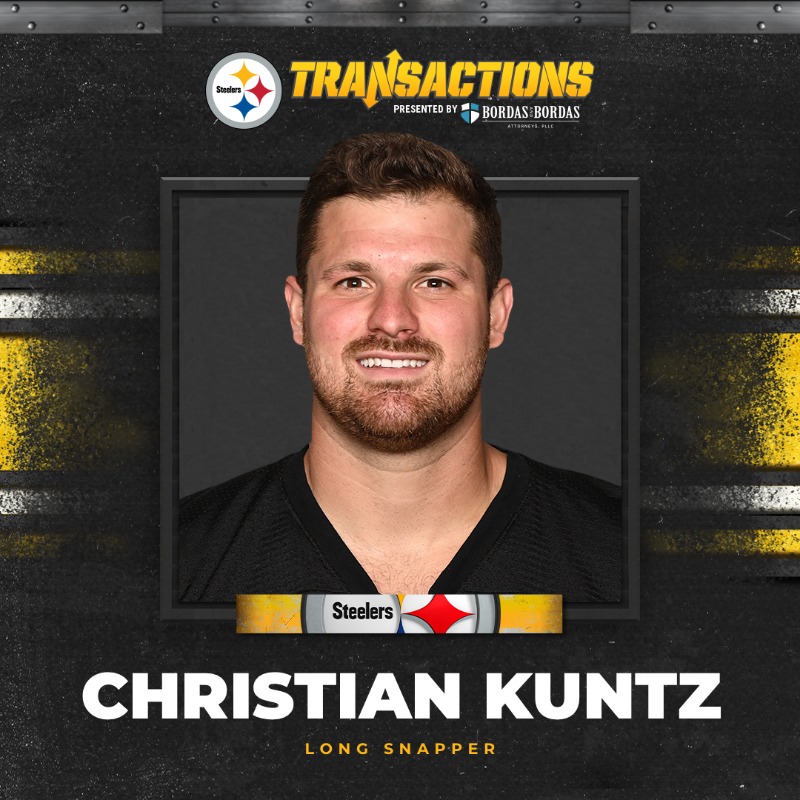 steelers's tweet photo. We have signed LS Christian Kuntz to a one-year contract. @BordasLaw