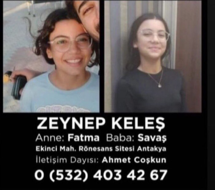 Zeynep Keleş 
12 Yaşında 
Hatay Rönesans Yapıdan sağ çıktığı biliniyor. 

Görenler, bilgisi olanlar 
Lütfen iletişime geçsin..‼️
#Hatay  #zeynepnerede