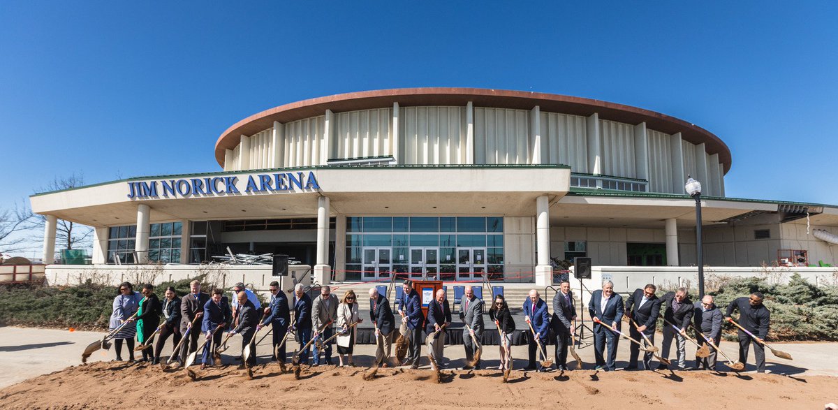 maps4okc's tweet photo. City leaders broke ground today on the new OKC Fairgrounds Coliseum at the @okstatefair, a project of @MAPS3 and MAPS 4! The $126-million project is scheduled to be completed in 2025. #MAPS4 https://t.co/riF6yM7g5X