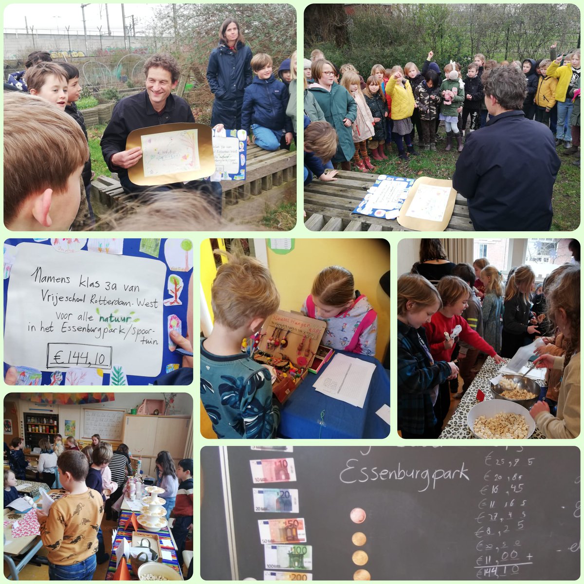 Cadeaus voor <a href="/Spoortuin/">Spoortuin</a> en <a href="/Essenburgpark/">Essenburgpark</a>! De groepen 3 van de <a href="/vrijeschoolwest/">Vrijeschool 010 West</a>   oefenden deze periode met geld, waarde, ruilen en prijzen. Ze maakten een winkeltje en verkochten allerlei moois. De hele opbrengst krijgen wij om het stadsgroen nog mooier te maken. Dank = groot!