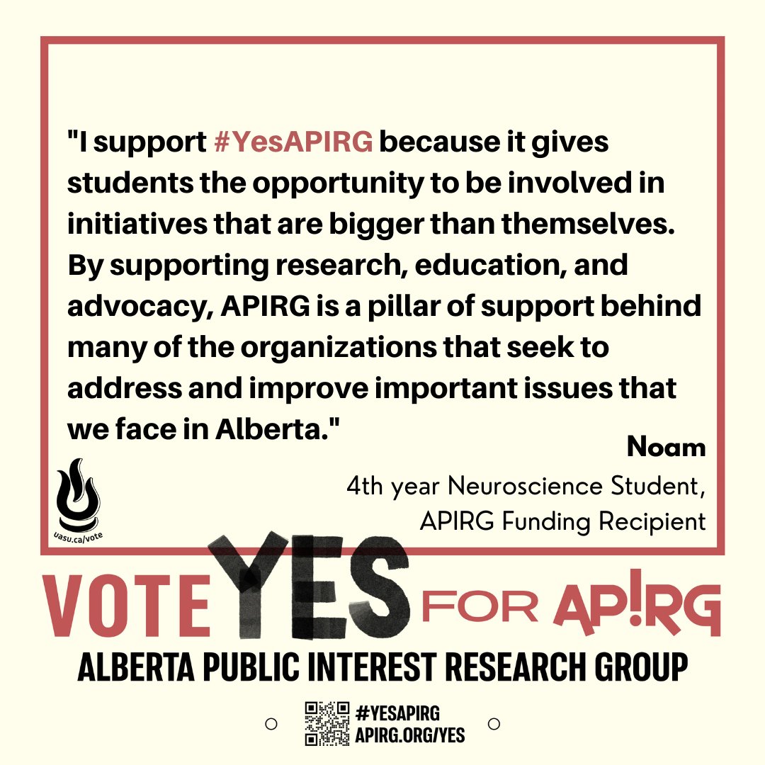 apirg's tweet photo. "I support #YesAPIRG because it gives students the opportunity to be involved in initiatives that are bigger than themselves." - Noam, 4th year Neuroscience Student https://t.co/EJuqgzN561