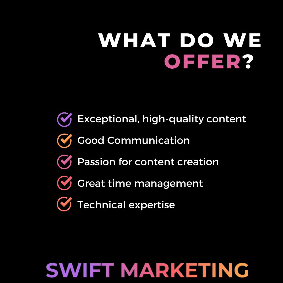 SwiftMarketing_'s tweet photo. What can we offer as a Short-Form Content agency? #shorts #tiktok #Reels #marketingtips https://t.co/jLg1fKBNN5