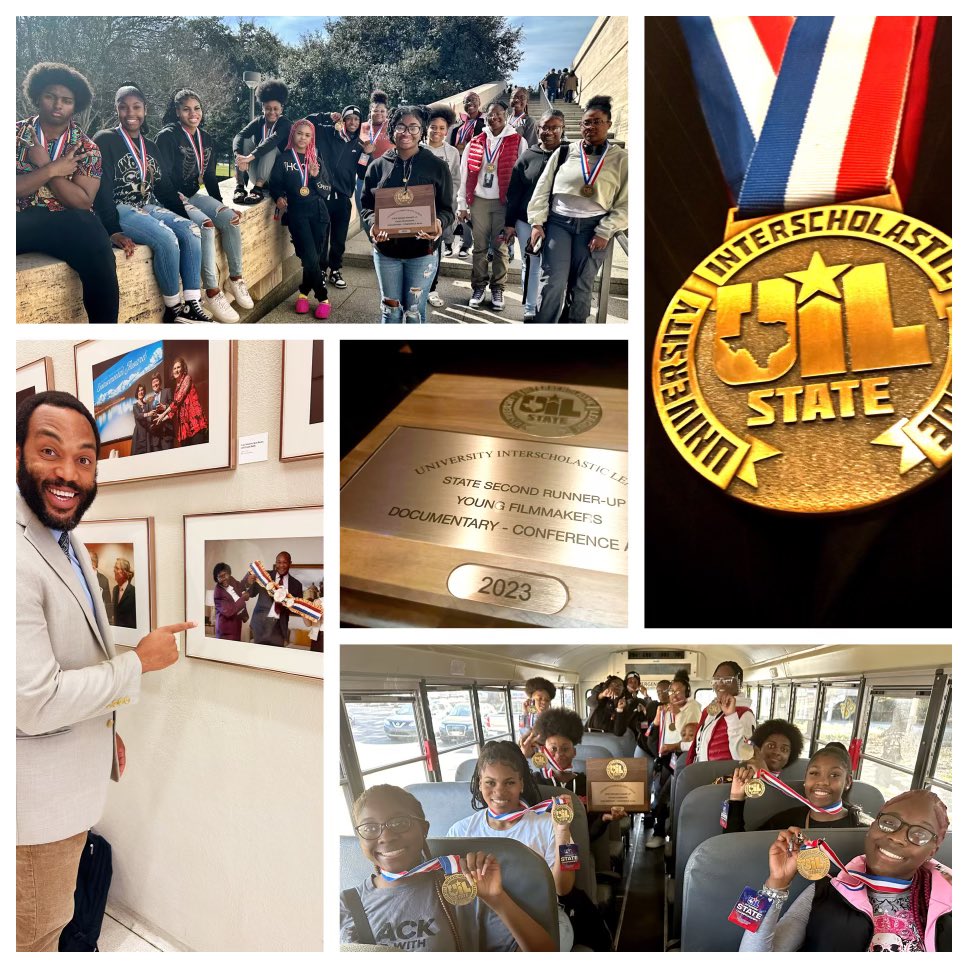 tifftoy68's tweet photo. Yates Cinema students win second runner up for the documentary “The Foreman Legacy” at the 2023 UIL Young Filmmakers Festival division 4 AND for the second year in a row. Yates also wins first place for the 4A Nobility award for film “Twin Tragedy!” @JackYatesHigh @YatesMagnet https://t.co/F3mVY7pTN3